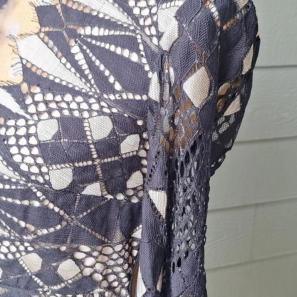 Free People Deco Lace Mini Long Sleeve Dress Fairy Whimsigoth Size 4 - Picture 6 of 13